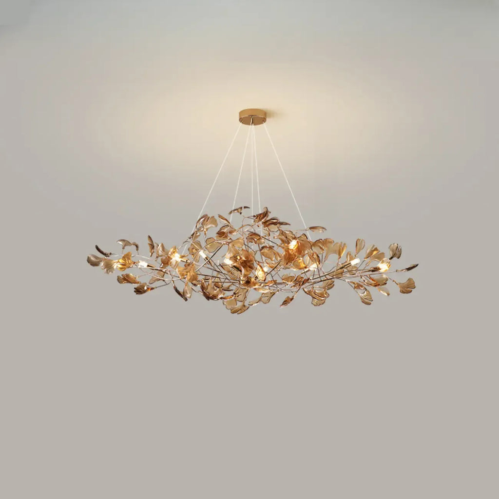 Art Deco Modern Amber Arylic Floral Leaf Chandelier