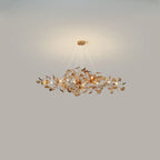 Art Deco Modern Amber Arylic Floral Leaf Chandelier