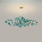 Art Deco Modern Amber Arylic Floral Leaf Chandelier
