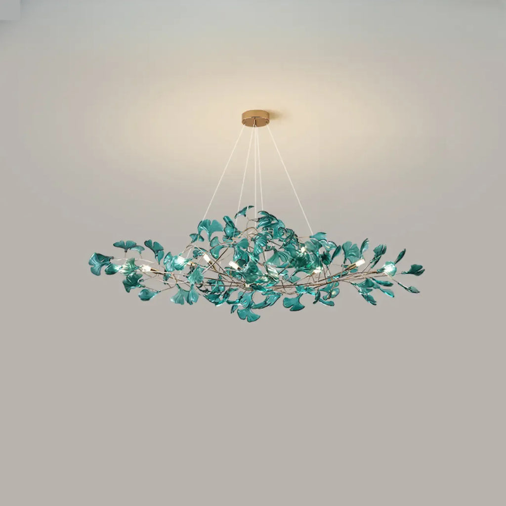 Art Deco Modern Amber Arylic Floral Leaf Chandelier