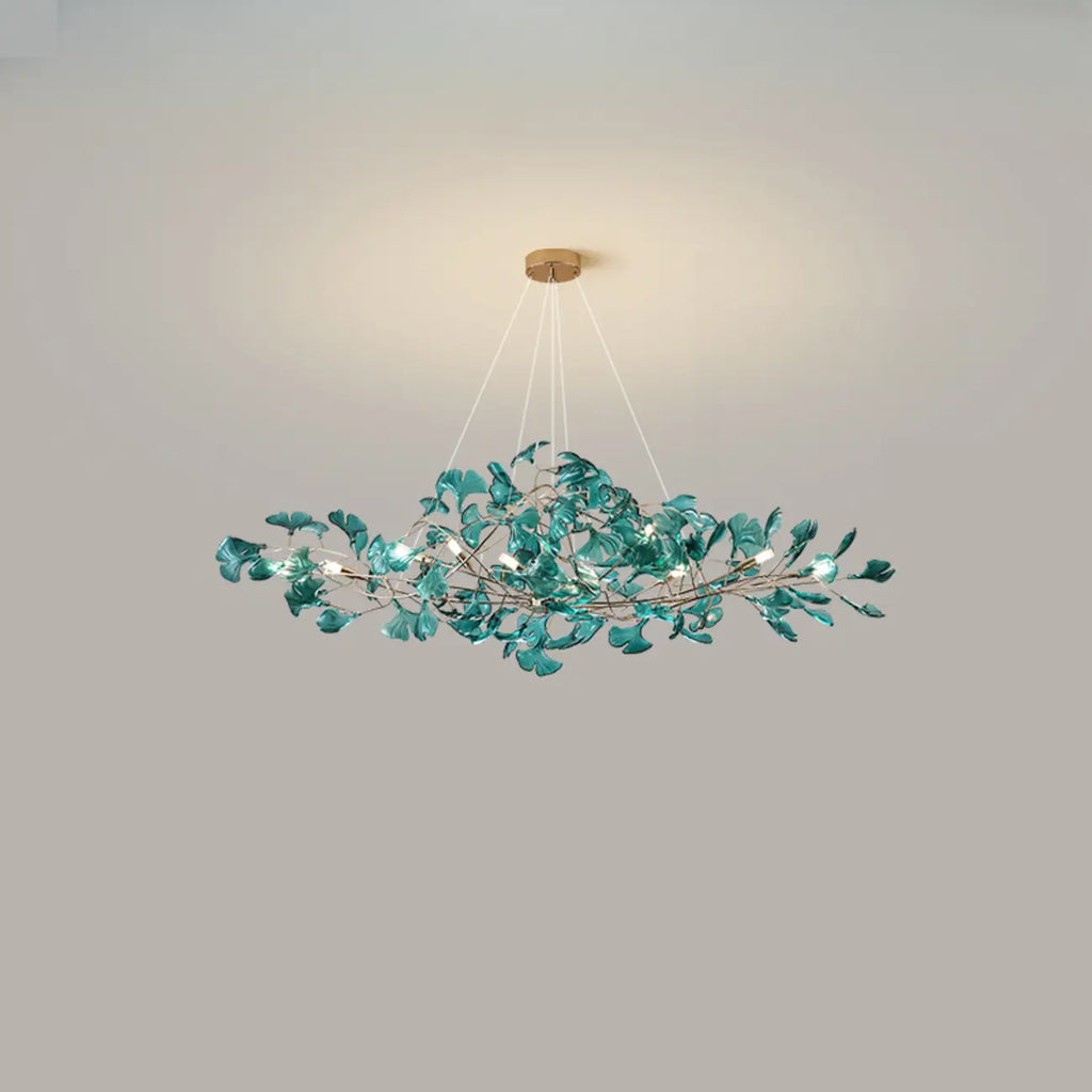 Art Deco Modern Amber Arylic Floral Leaf Chandelier
