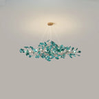 Art Deco Modern Amber Arylic Floral Leaf Chandelier