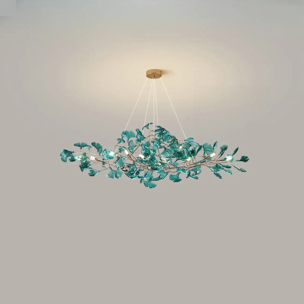 Art Deco Modern Amber Arylic Floral Leaf Chandelier