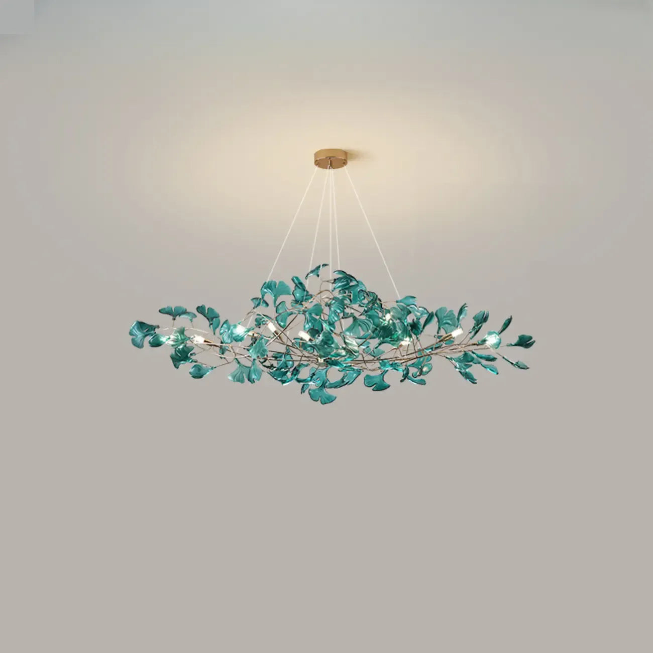 Art Deco Modern Amber Arylic Floral Leaf Chandelier