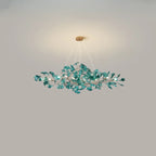Art Deco Modern Amber Arylic Floral Leaf Chandelier