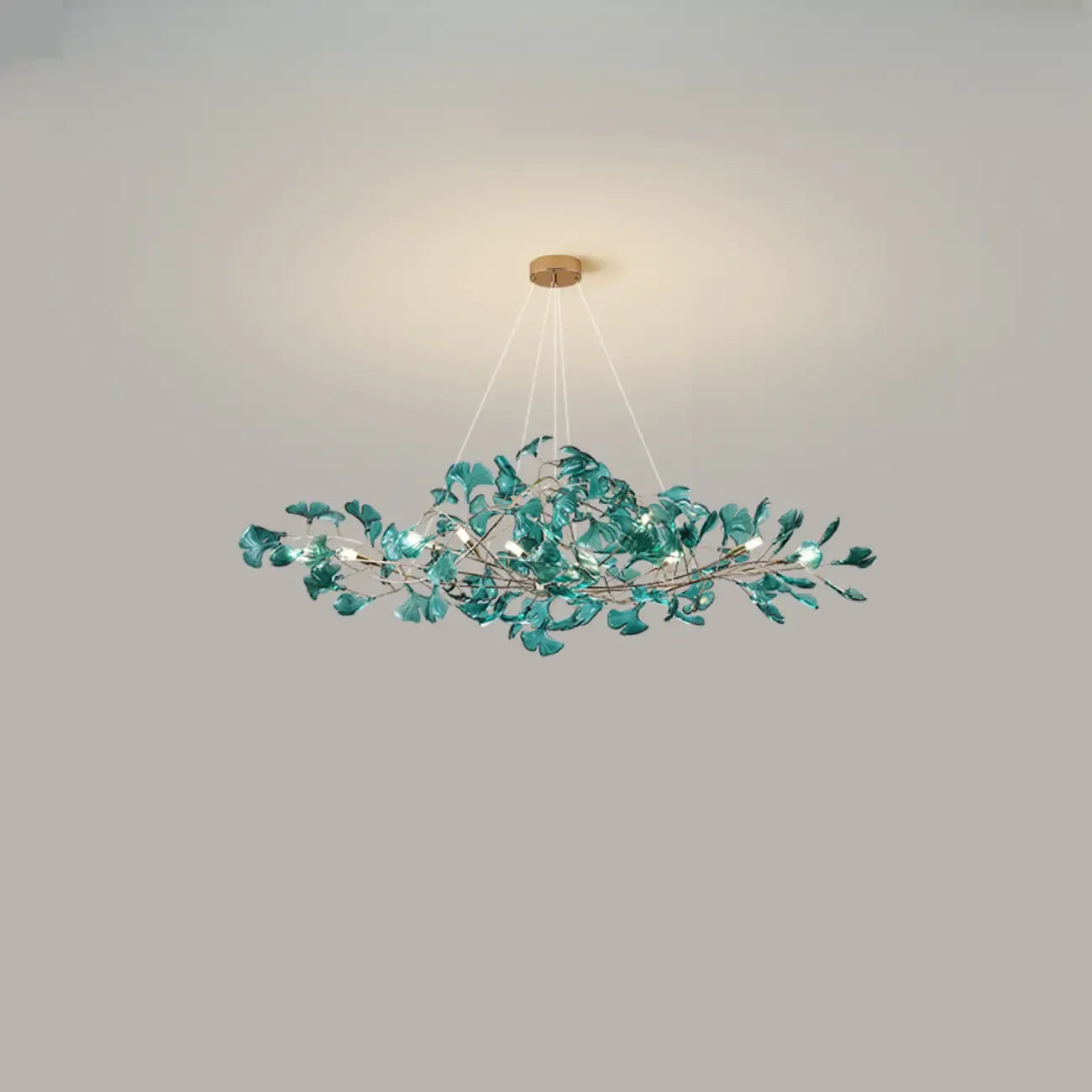 Art Deco Modern Amber Arylic Floral Leaf Chandelier