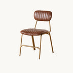 Modern Metal Frame Faux Leather Open Back Dining Chair