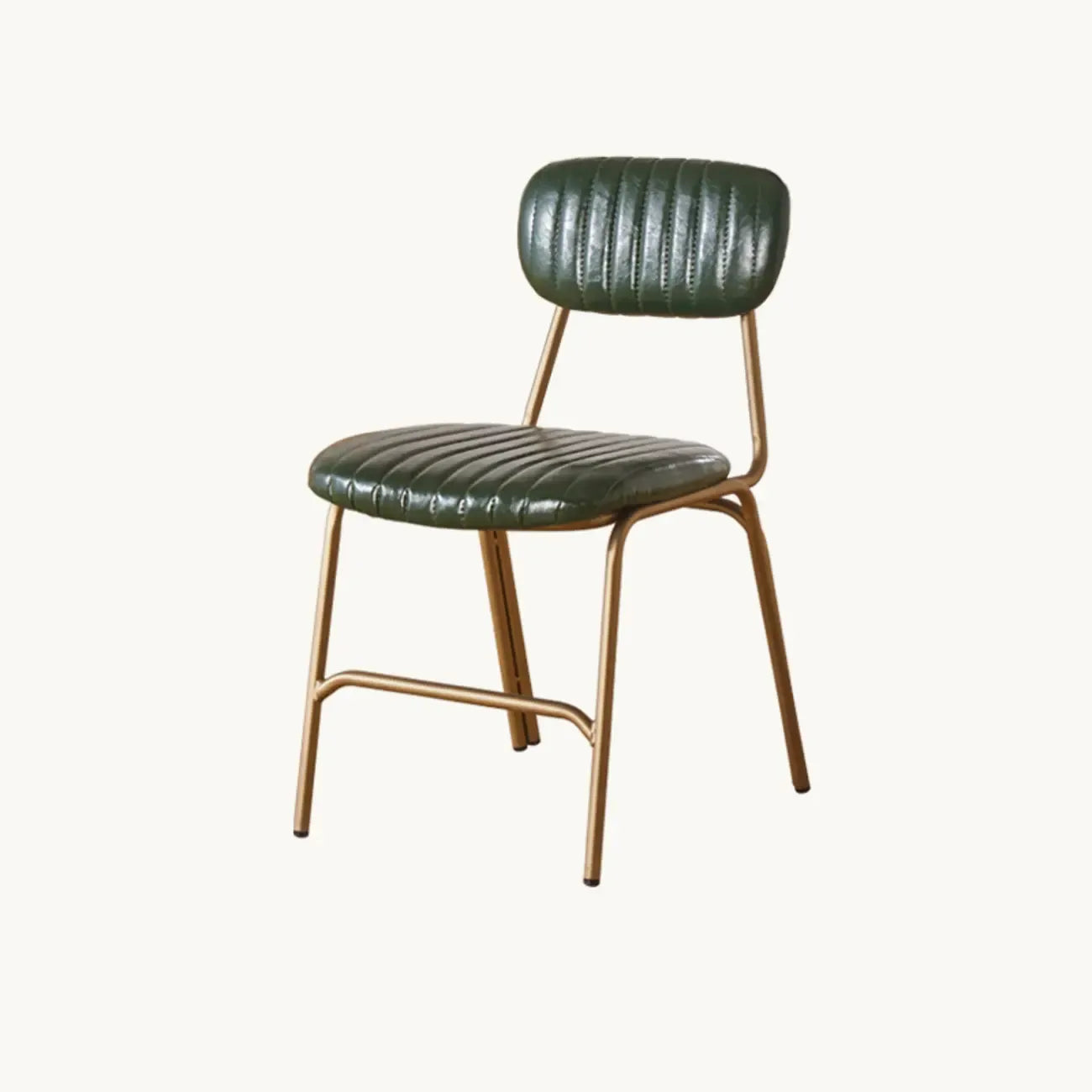 Modern Metal Frame Faux Leather Open Back Dining Chair