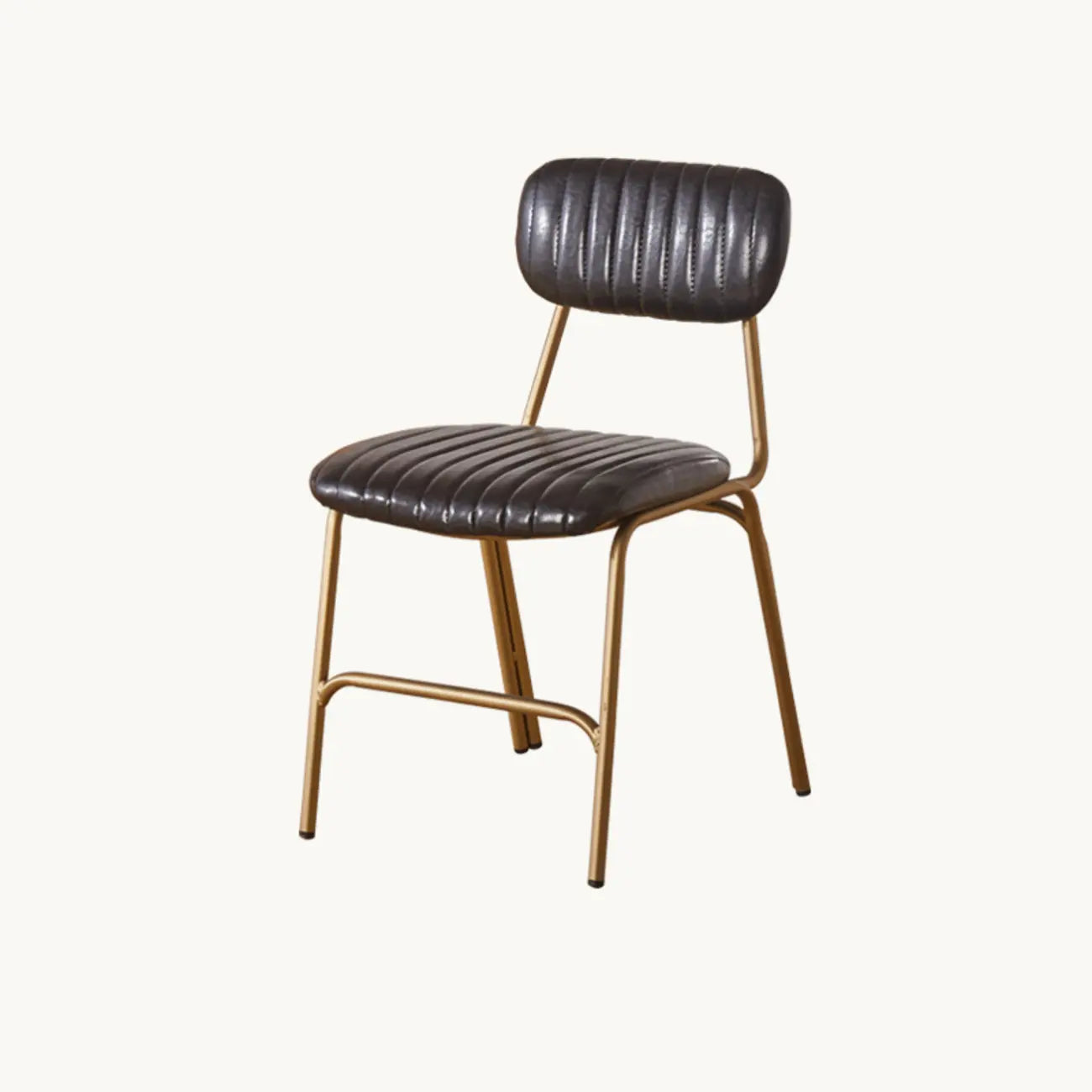 Modern Metal Frame Faux Leather Open Back Dining Chair
