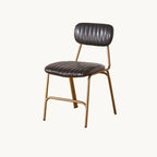 Modern Metal Frame Faux Leather Open Back Dining Chair