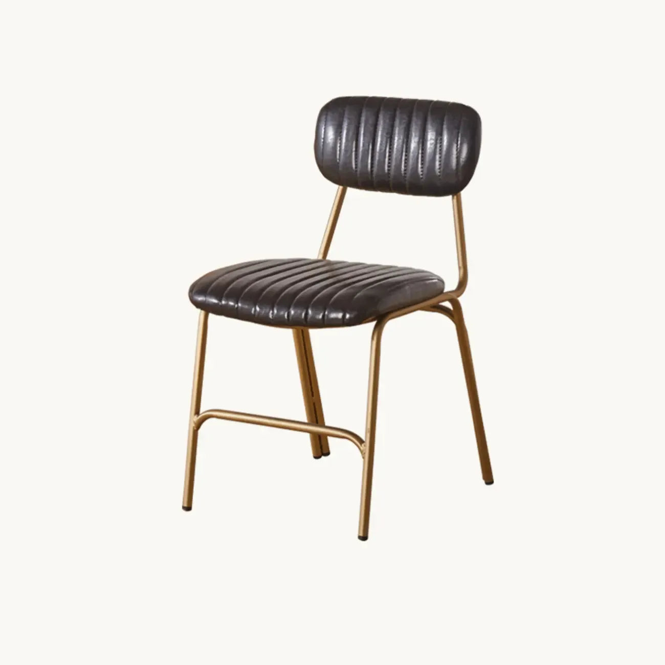 Modern Metal Frame Faux Leather Open Back Dining Chair