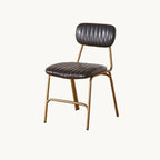 Modern Metal Frame Faux Leather Open Back Dining Chair