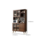 Brown Wood 3-Drawer Glass Sliding Doors Buffet Cabinet