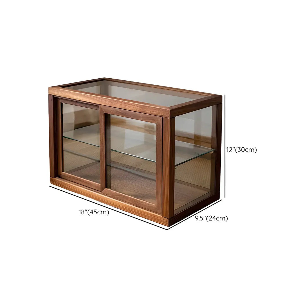 Minimalist 2-Tier Wooden Glass Display Cabinet for Tabletop