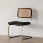 Scandinavian Tufted Leather Armless Dining Chair