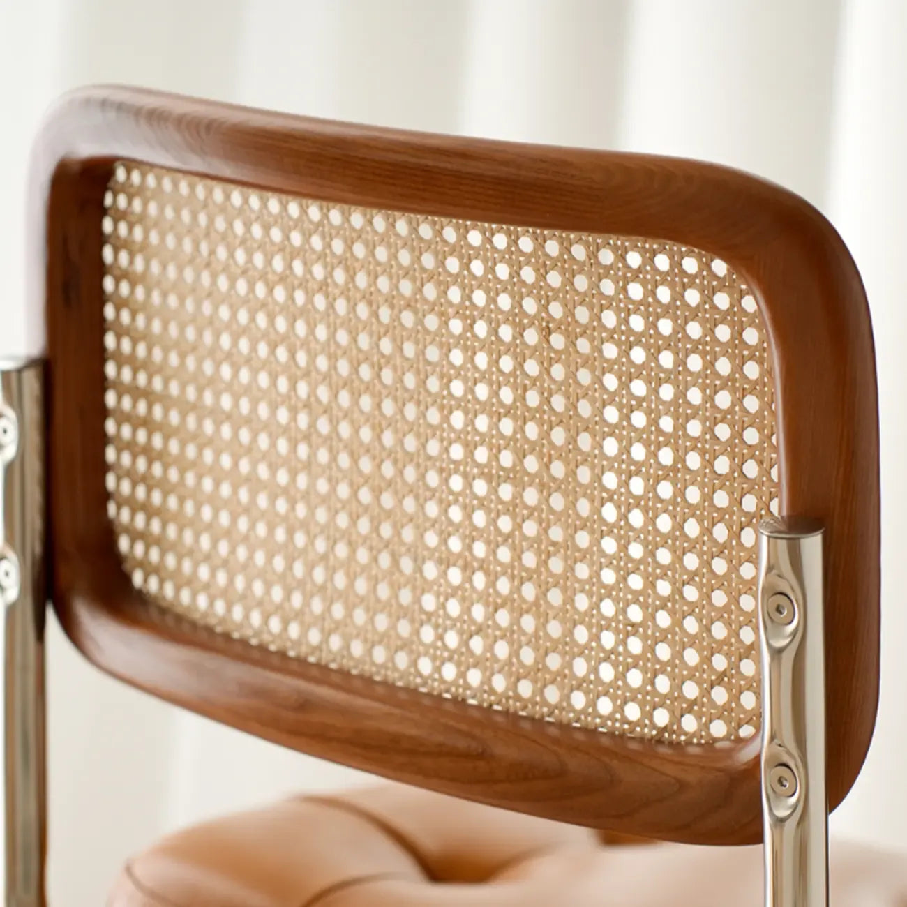 Scandinavian Tufted Leather Armless Dining Chair