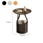 Orange Abstract Metal Round Tray Top Side Table