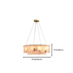2-Tiers White Metal Circle Alabaster Drum Chandelier