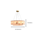 2-Tiers White Metal Circle Alabaster Drum Chandelier