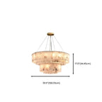 2-Tiers White Metal Circle Alabaster Drum Chandelier