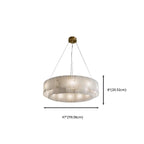 2-Tiers White Metal Circle Alabaster Drum Chandelier