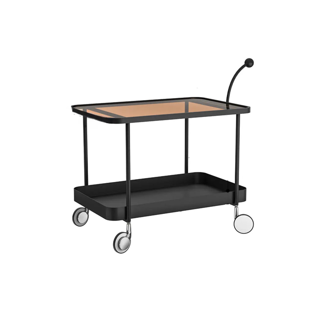 Rectangular Tall Rotating Modern Glass Metal Side Table