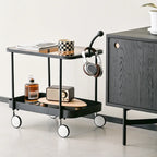 Rectangular Tall Rotating Modern Glass Metal Side Table