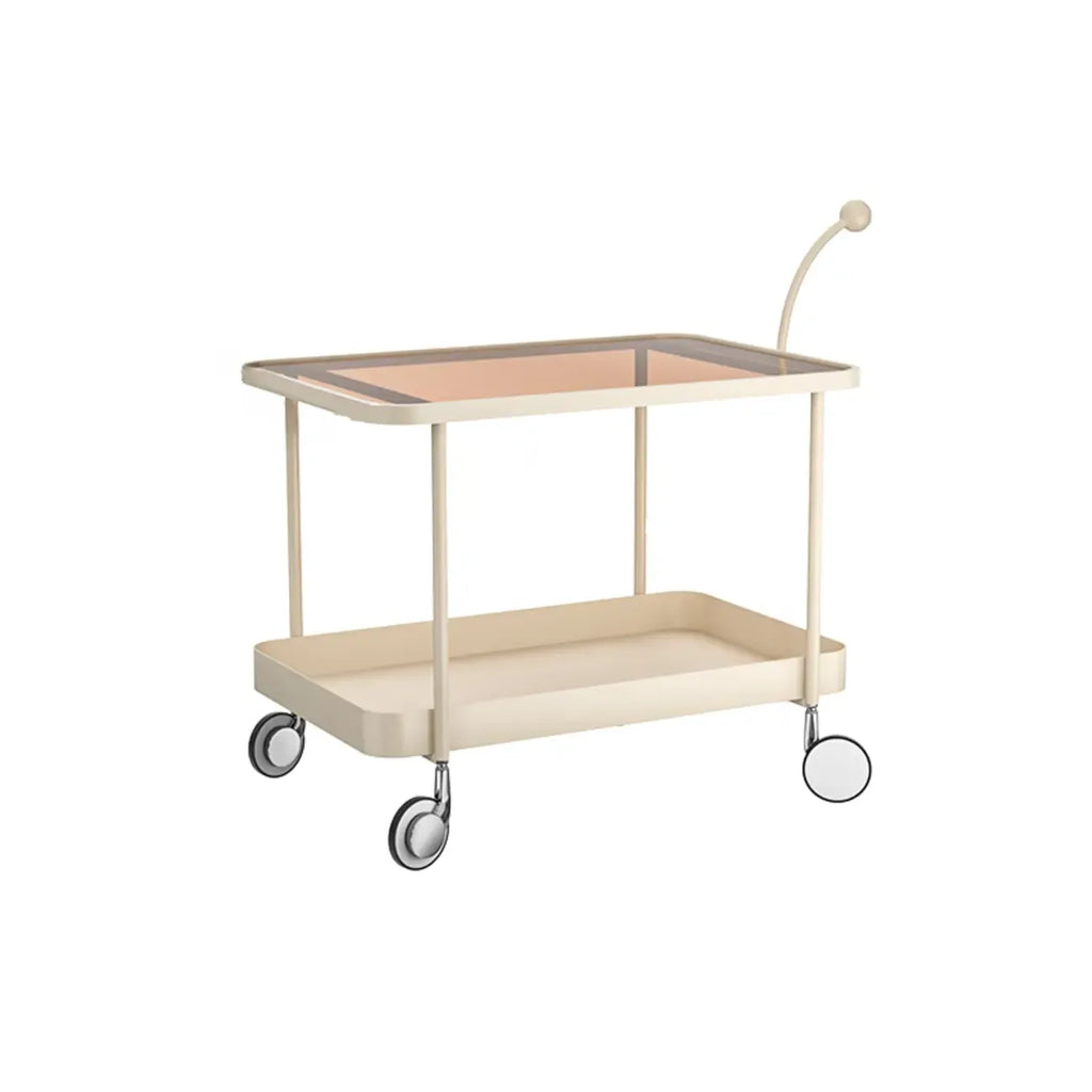 Rectangular Tall Rotating Modern Glass Metal Side Table