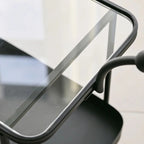 Rectangular Tall Rotating Modern Glass Metal Side Table