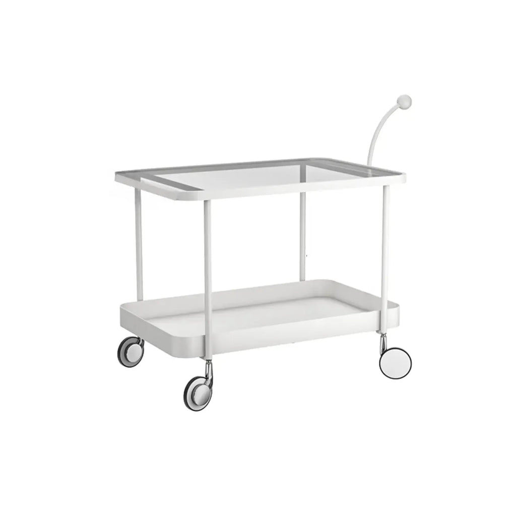 Rectangular Tall Rotating Modern Glass Metal Side Table