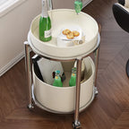 Convenient 2 Tiers Orange Cylinder Leather Side Table