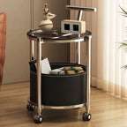 Convenient 2 Tiers Orange Cylinder Leather Side Table