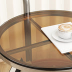 Convenient 2 Tiers Orange Cylinder Leather Side Table