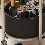 Convenient 2 Tiers Orange Cylinder Leather Side Table
