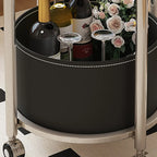 Convenient 2 Tiers Orange Cylinder Leather Side Table