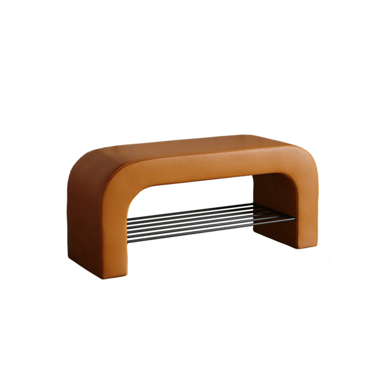 Decorative Upholstered Curved Storage Bench for Living Room