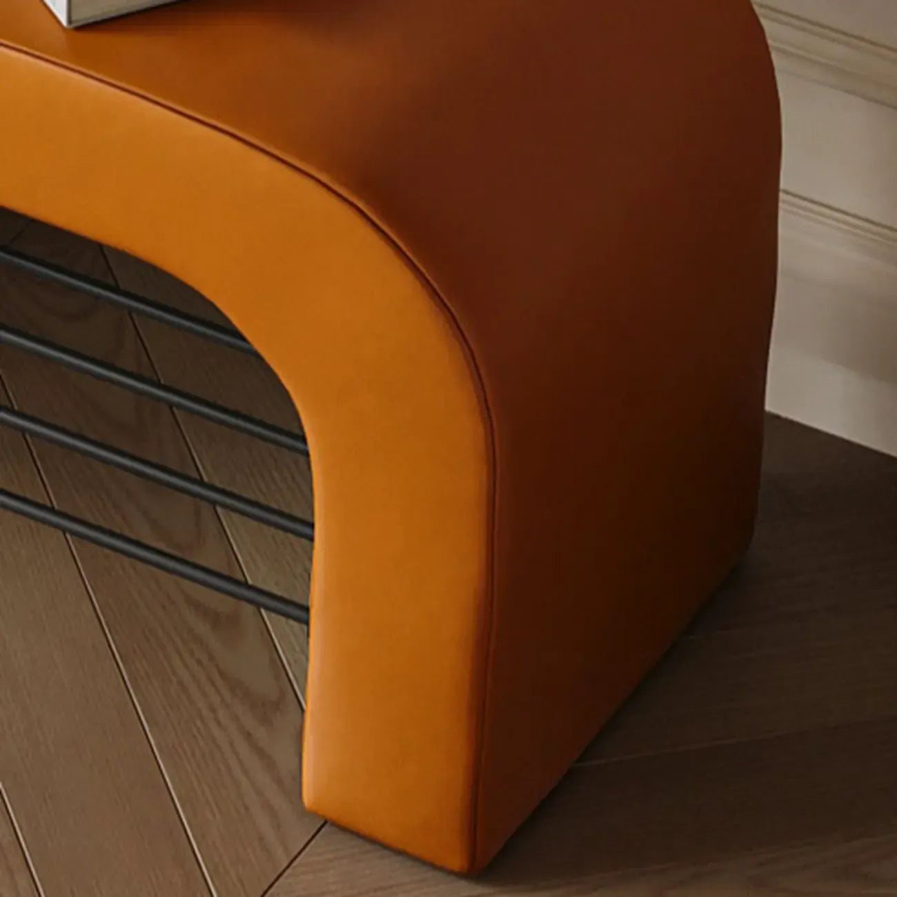Decorative Upholstered Curved Storage Bench for Living Room
