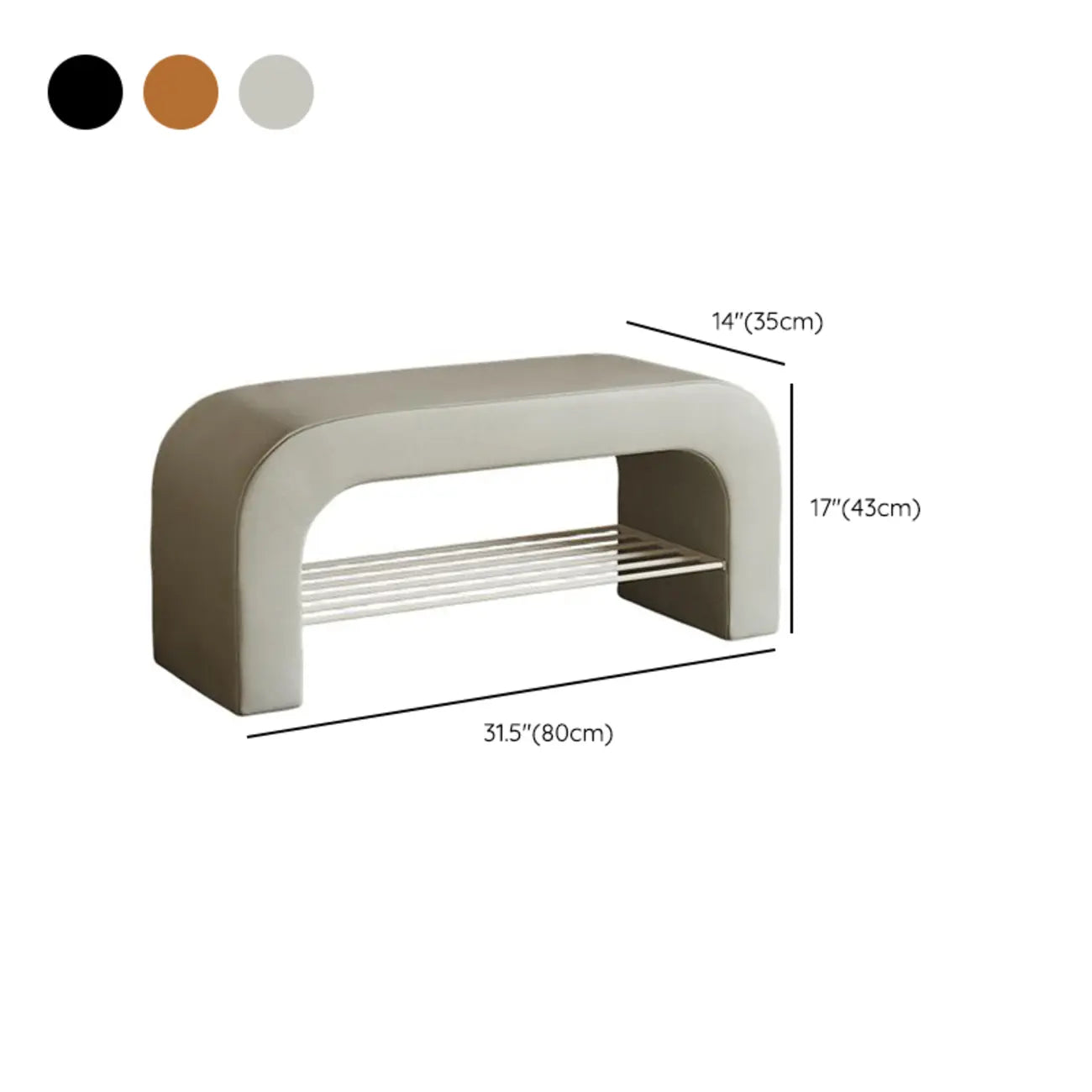 Decorative Upholstered Curved Storage Bench for Living Room