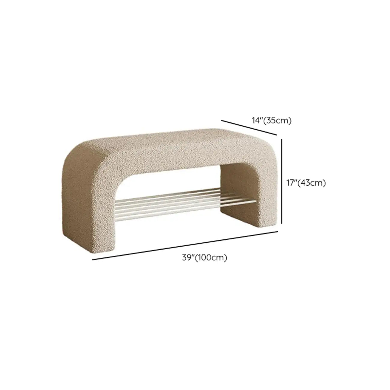 Decorative Upholstered Curved Storage Bench for Living Room