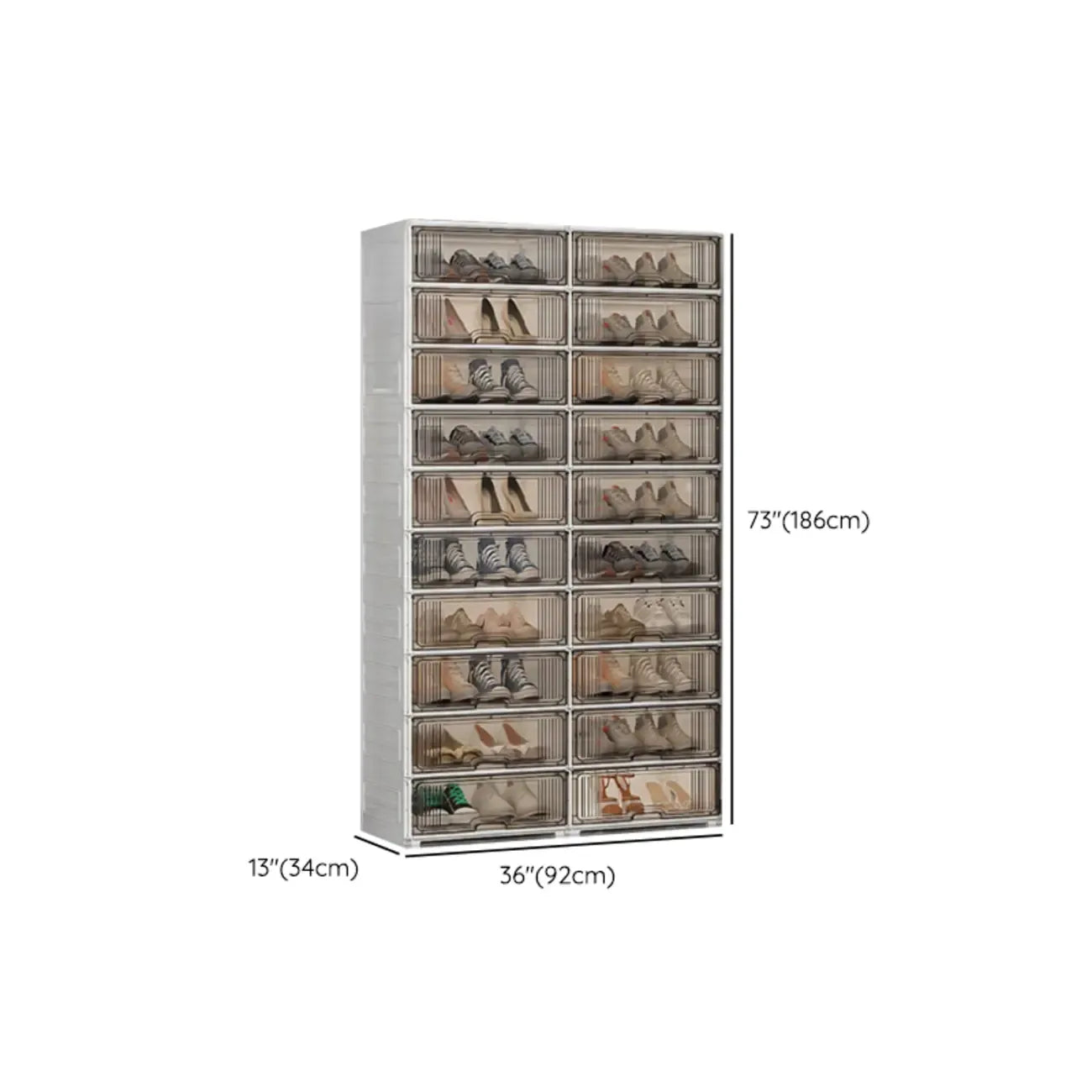 Durable Flip-up Glam Plastic Clear Shoe Boxes Stackable