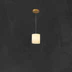1-Light Gold Stone Square Hanging Pendant Light