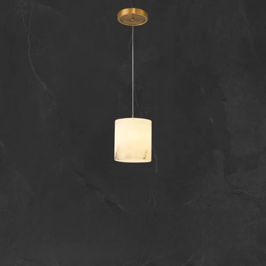 1-Light Gold Stone Square Hanging Pendant Light