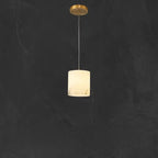 1-Light Gold Stone Square Hanging Pendant Light