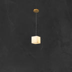 1-Light Gold Stone Square Hanging Pendant Light