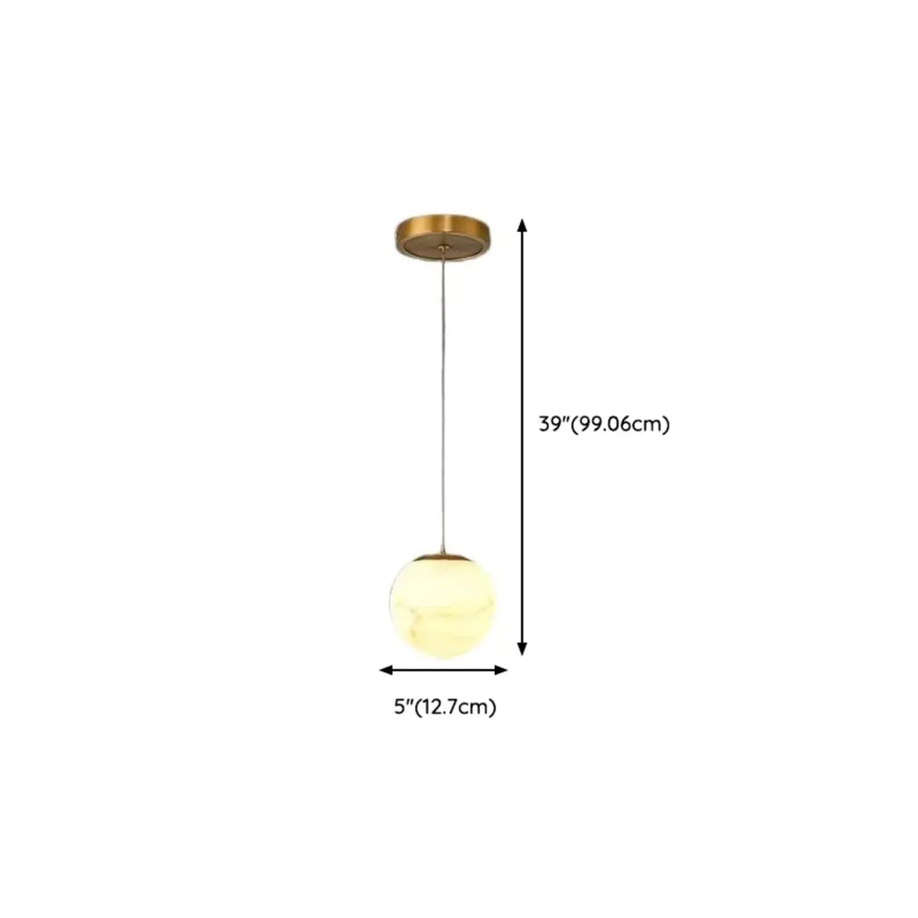 1-Light Gold Stone Square Hanging Pendant Light