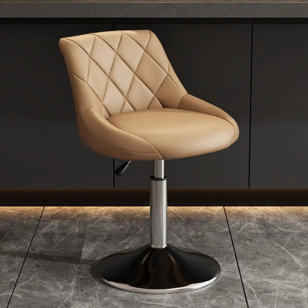 Diamond Tufted Swivel Bar Stool Adjustable Black Red PU Leather