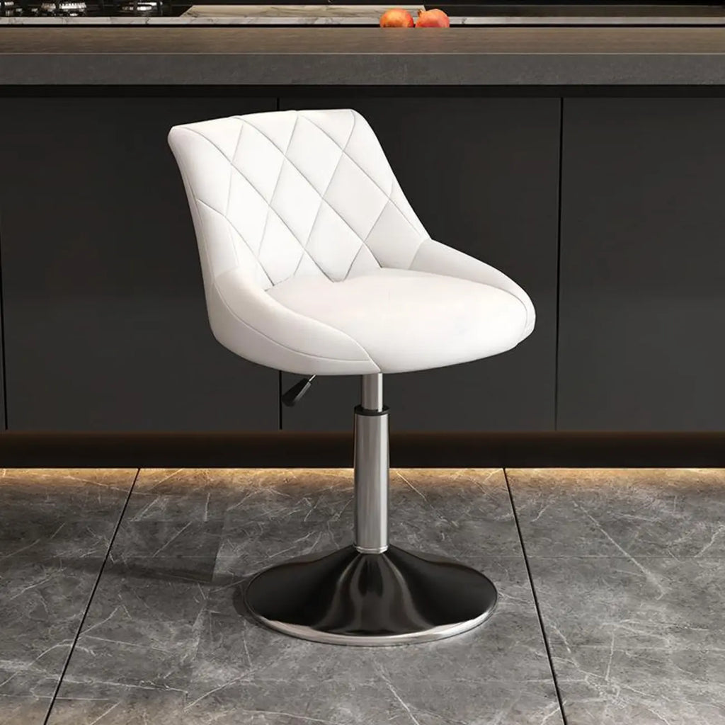 Diamond Tufted Swivel Bar Stool Adjustable Black Red PU Leather