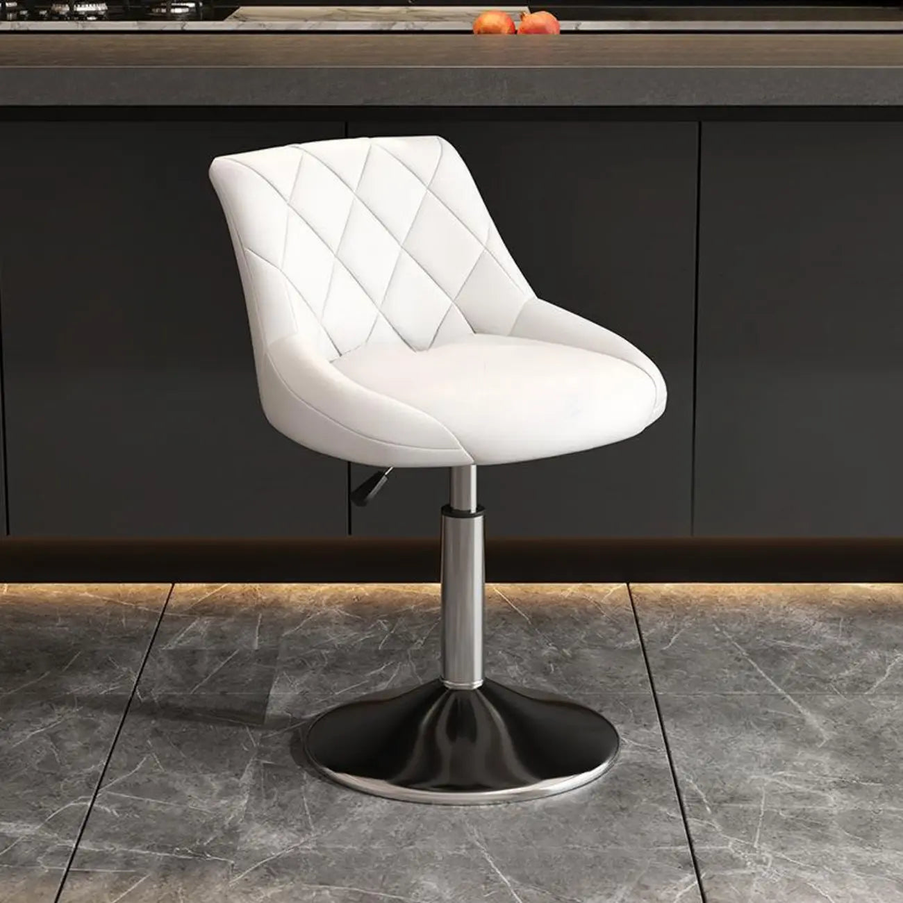 Diamond Tufted Swivel Bar Stool Adjustable Black Red PU Leather