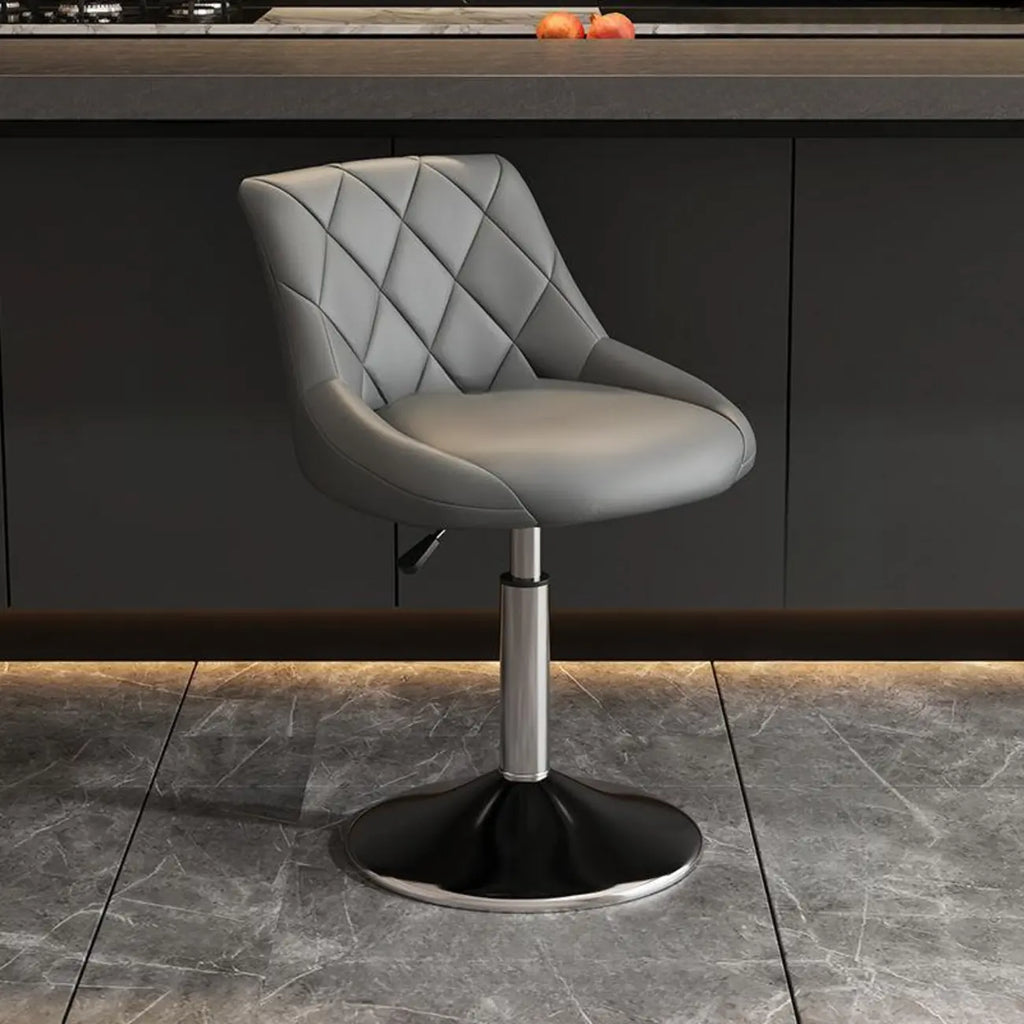 Diamond Tufted Swivel Bar Stool Adjustable Black Red PU Leather