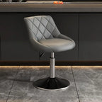 Diamond Tufted Swivel Bar Stool Adjustable Black Red PU Leather